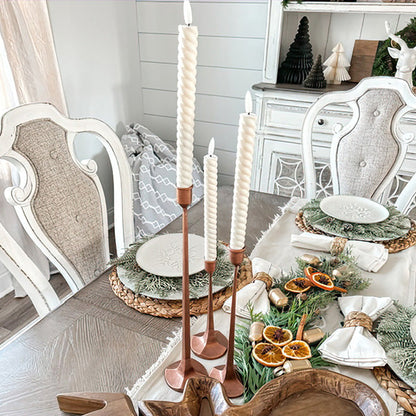 Copper Finish Cast Iron Taper Candle Holders, Set of Three  NOT AVAILABLE AT MINDEN LOCATION