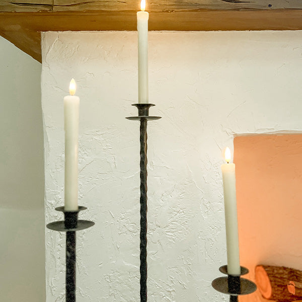 Tall Hand-Forged Cast Iron Floor Candle Holders, Set of 3  NOT AVAILABLE AT MINDEN LOCATION