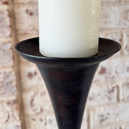 Tall Flared Black Iron Candle Holders, Set of 3  NOT AVAILABLE AT MINDEN LOCATION