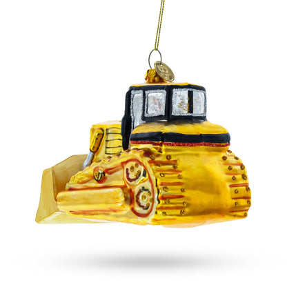 Rugged Bulldozer Blown Glass Christmas Ornament