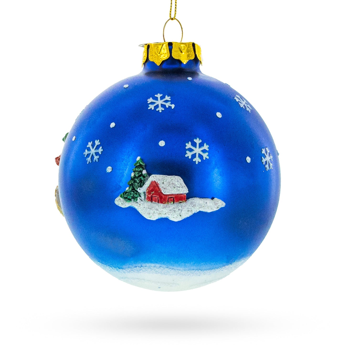 Santa in Sleigh with Reindeer Glass Christmas Ornament