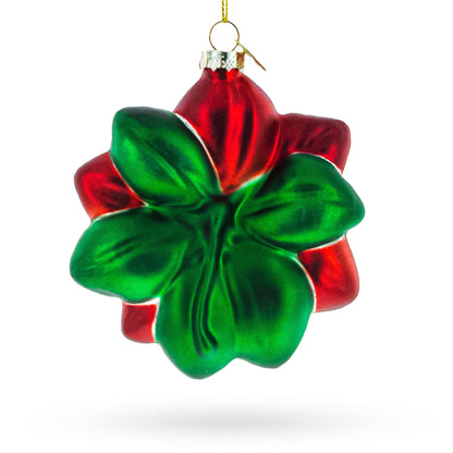 Exquisite Poinsettia Flower Glass Christmas Ornament