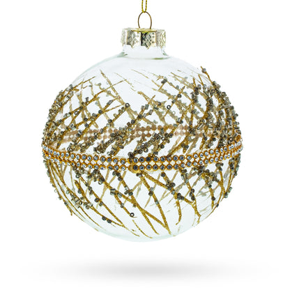 Golden Glitters on Clear Glass Ball Glass Christmas Ornament