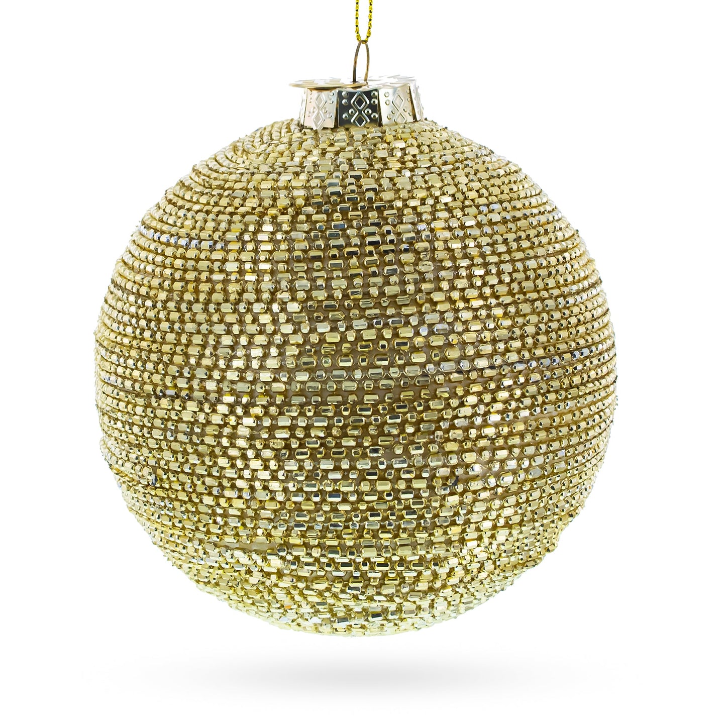 Beaded Gold Glass Ball -Glass Christmas Ornament