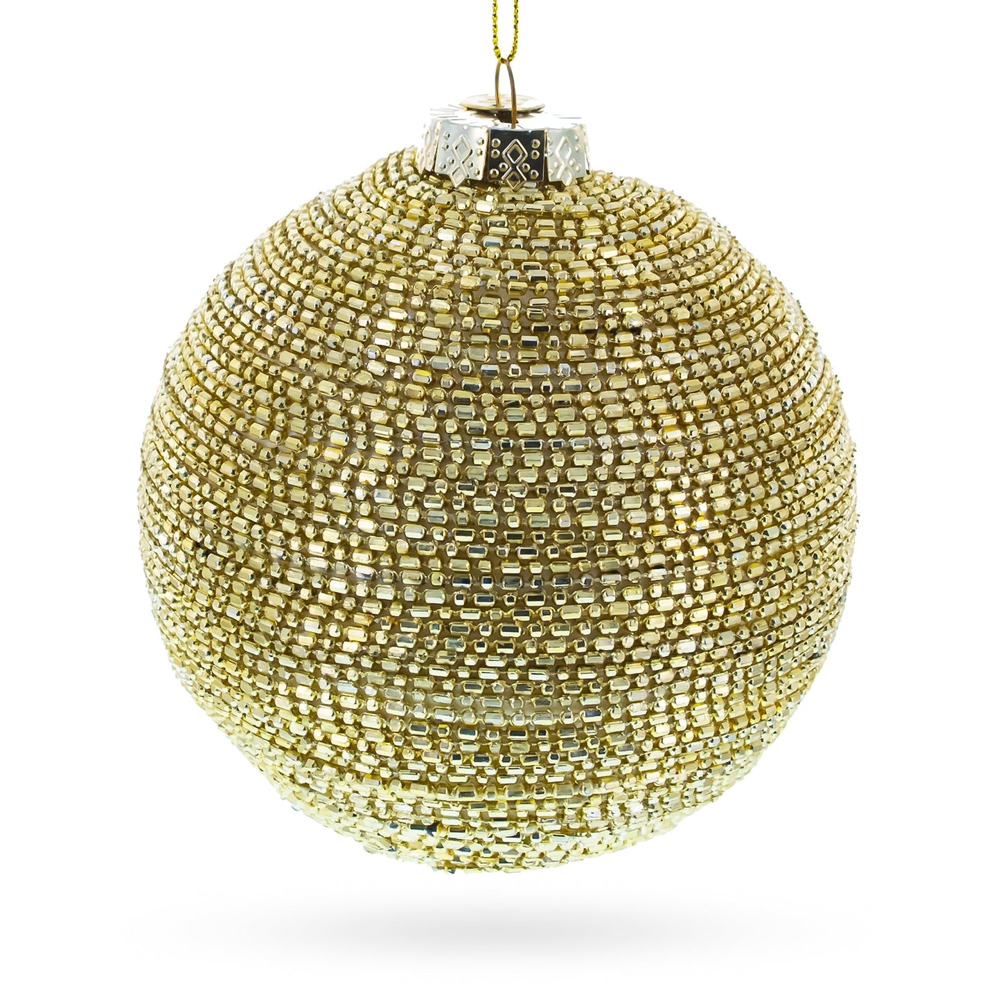Beaded Gold Glass Ball -Glass Christmas Ornament