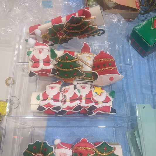 Vintage Fabric Santa Napkin Rings chr551