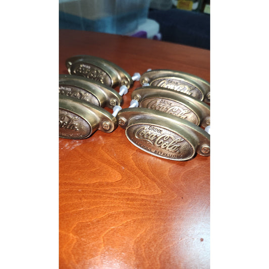 COCA-COLA Coke Brass Cup Handle Drawer Pull Knob Nostalgic Decor Hardware