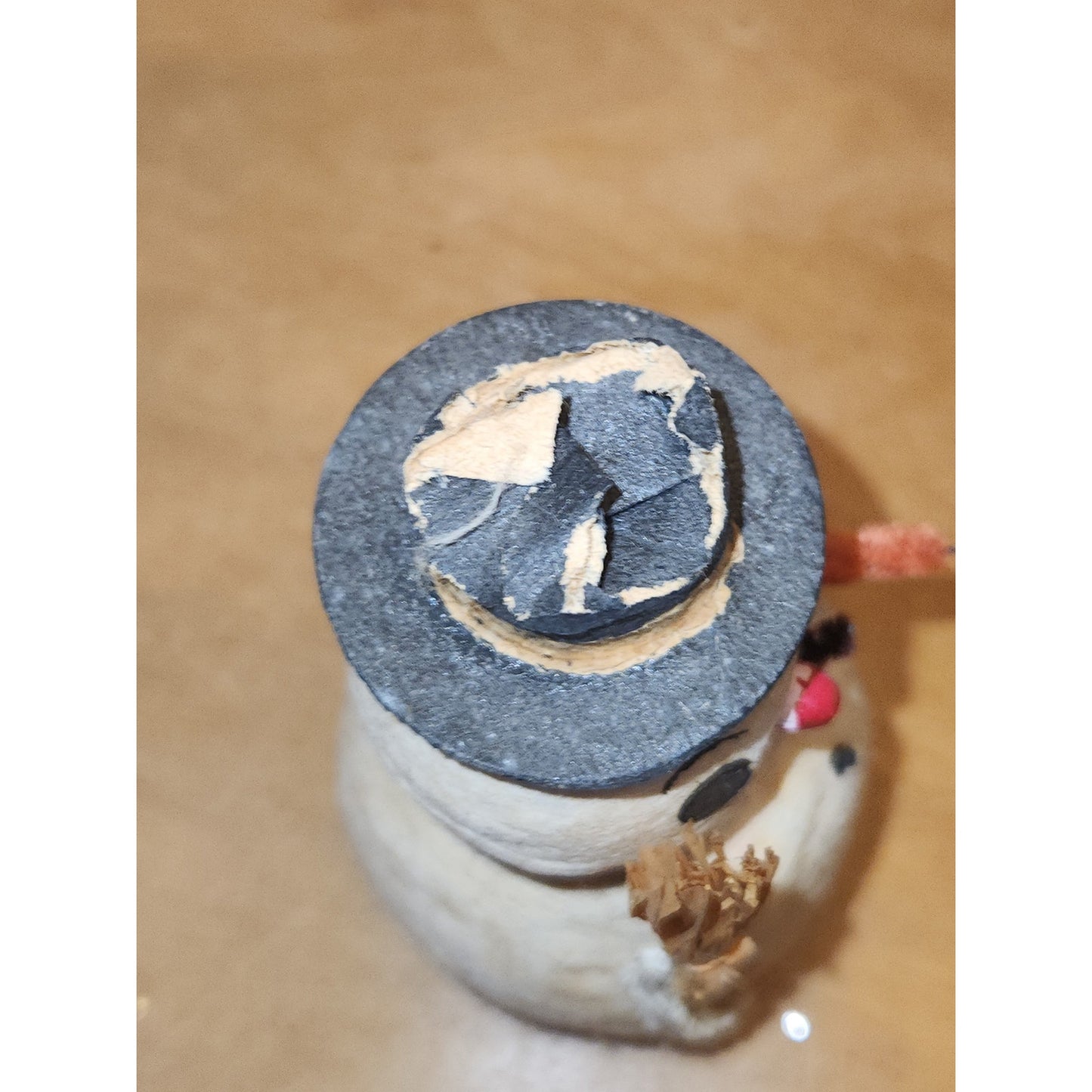 Vintage Christmas Spun Paper Mache & Chenille Putz Snowman Japan 3.5" sm5