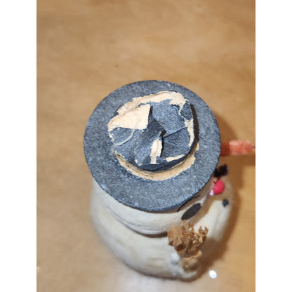 Vintage Christmas Spun Paper Mache & Chenille Putz Snowman Japan 3.5" sm5