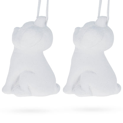Set of 2 Blank Unfinished White Plaster Dog Christmas Ornaments DIY Craft 3.25 Inches