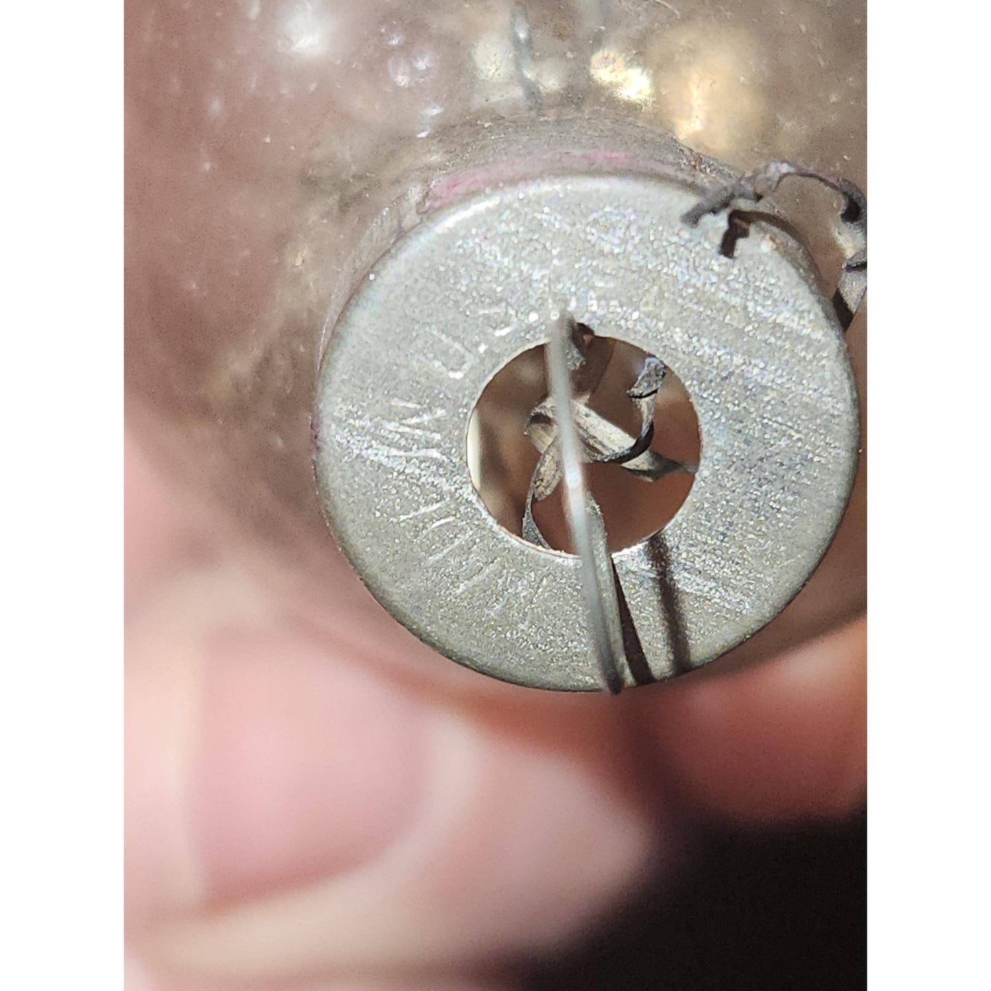 Vintage Circle and Teardrop Unsilvered Transparent Glass Ornament with Tinsel Inside WWII Era 1940s Set of 2 Clear with Tinsel AS IS