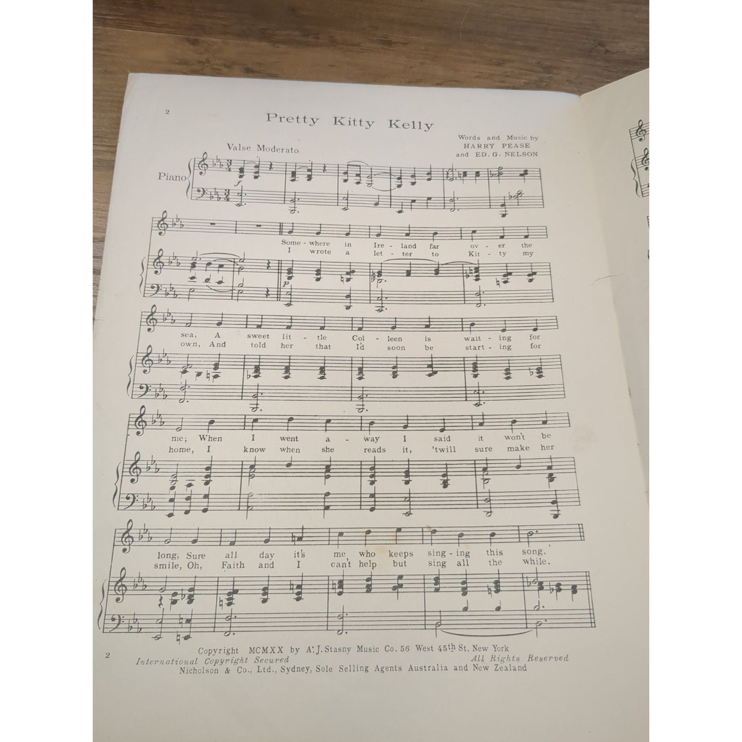 Pretty Kitty Kelly - Harry Pease & Ed Nelson - Sheet Music 1920