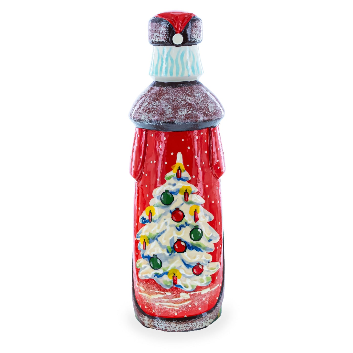 Nutcracker on Christmas Tree Hand Carved Wooden Santa Figurine 7.25 Inches