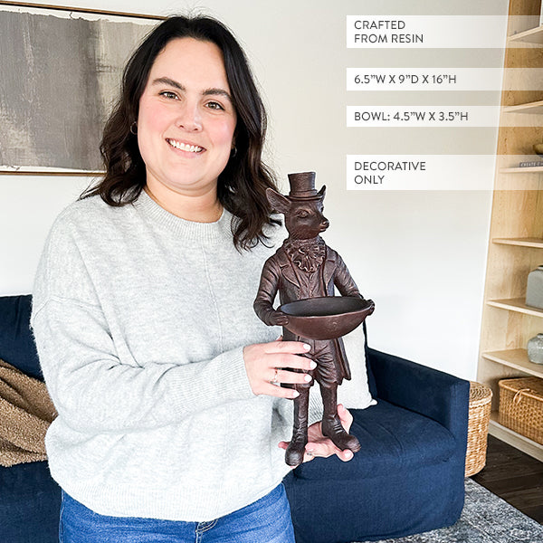 Standing Fox Bronze Bowl | Dapper Critters Collection NOT AVAILABLE AT MINDEN LOCATION