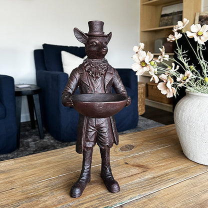 Standing Fox Bronze Bowl | Dapper Critters Collection NOT AVAILABLE AT MINDEN LOCATION