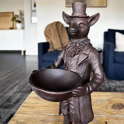 Standing Fox Bronze Bowl | Dapper Critters Collection NOT AVAILABLE AT MINDEN LOCATION