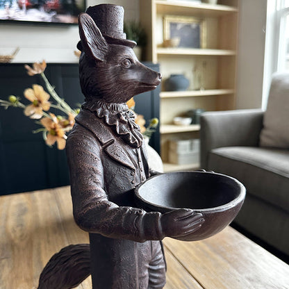 Standing Fox Bronze Bowl | Dapper Critters Collection NOT AVAILABLE AT MINDEN LOCATION