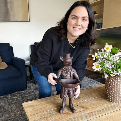 Standing Fox Bronze Bowl | Dapper Critters Collection NOT AVAILABLE AT MINDEN LOCATION