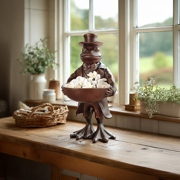 Charming Frog Bronze Bowl | Dapper Critters Collection  NOT AVAILABLE AT MINDEN LOCATION
