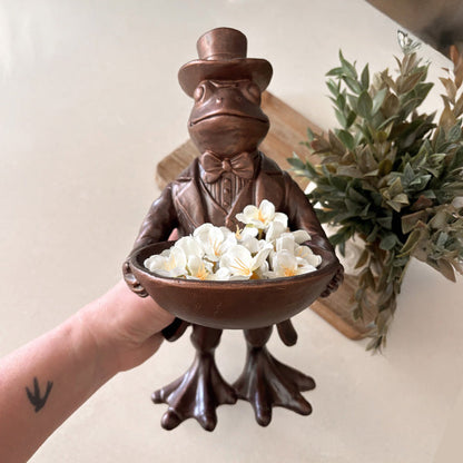 Charming Frog Bronze Bowl | Dapper Critters Collection  NOT AVAILABLE AT MINDEN LOCATION