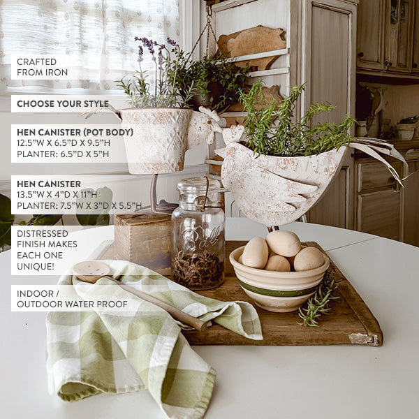 Indoor/Outdoor Distressed Hen Planter, Choose Your Style  NOT AVAILABLE AT MINDEN LOCATION