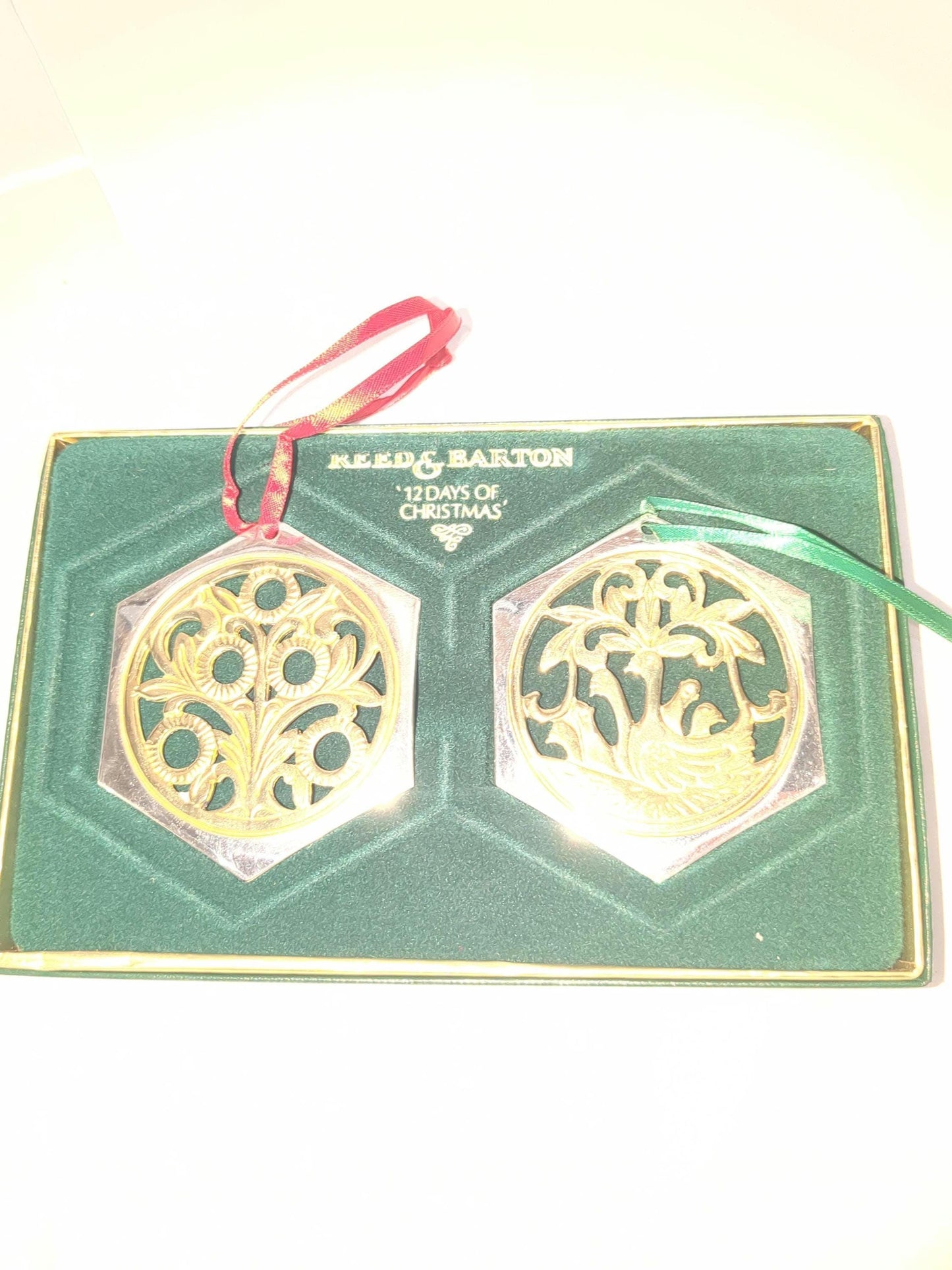 Reed & Barton The 12 Days of Christmas ornament collection. Five golden rings and six geese a-laying