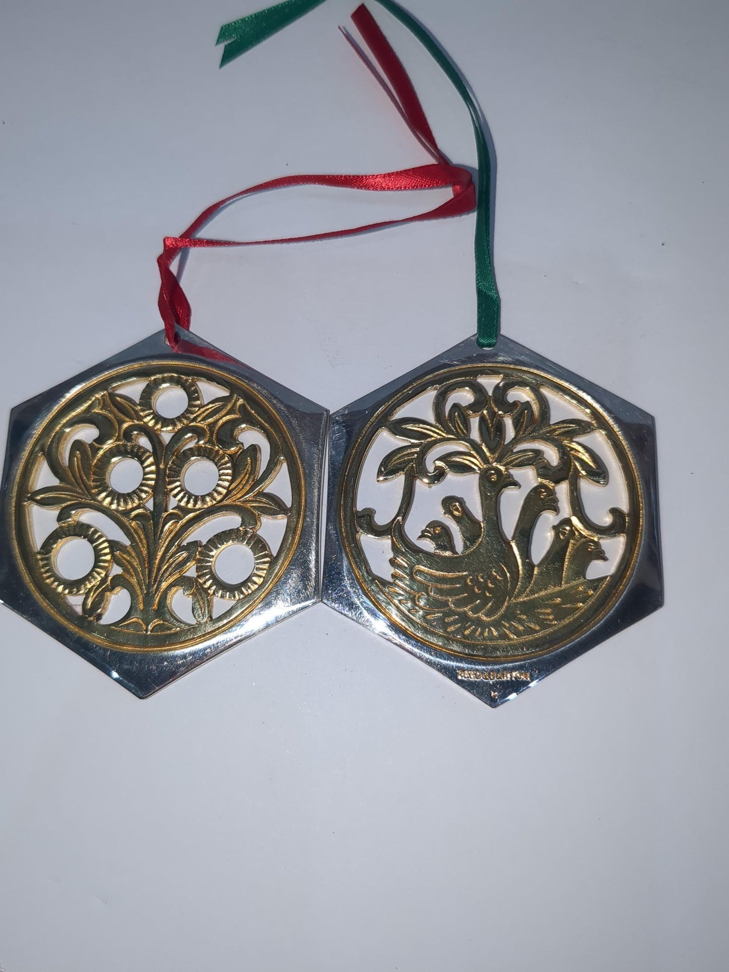 Reed & Barton The 12 Days of Christmas ornament collection. Five golden rings and six geese a-laying