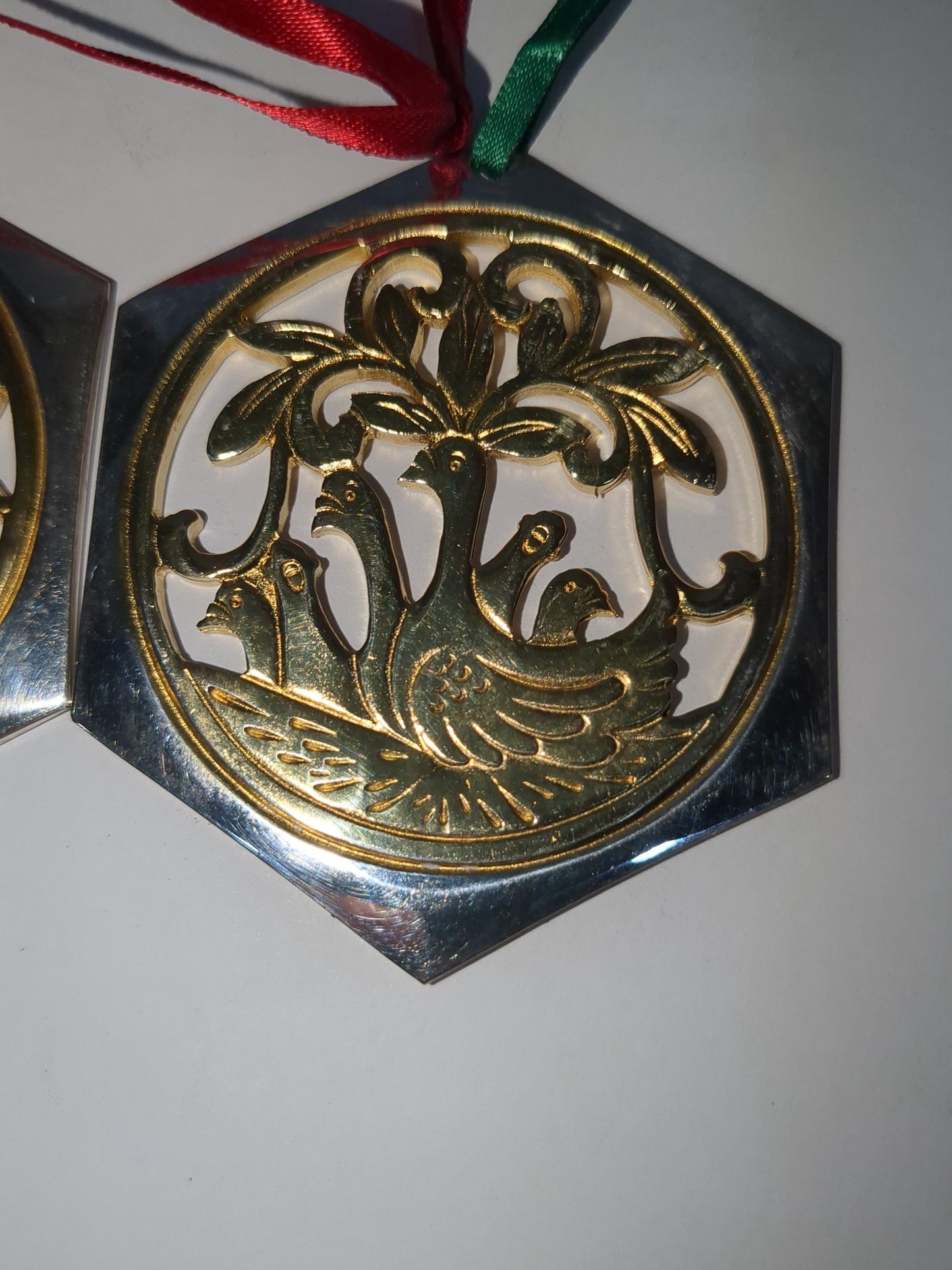 Reed & Barton The 12 Days of Christmas ornament collection. Five golden rings and six geese a-laying