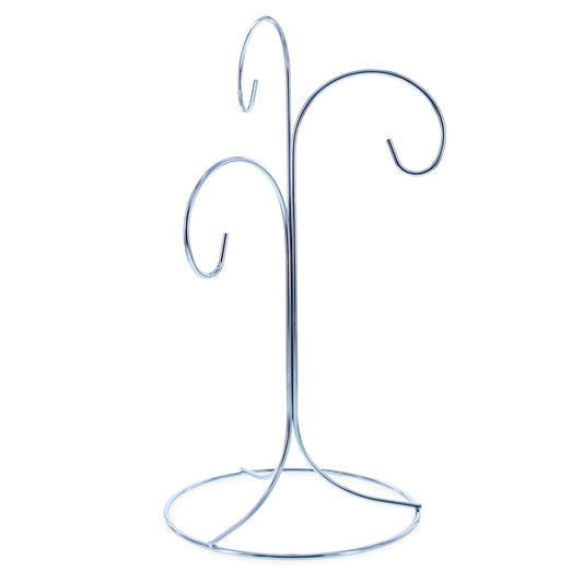 3-Arm 3-Tier Silver Metal Ornament Stand Display 10.75 Inches (Taiwan)