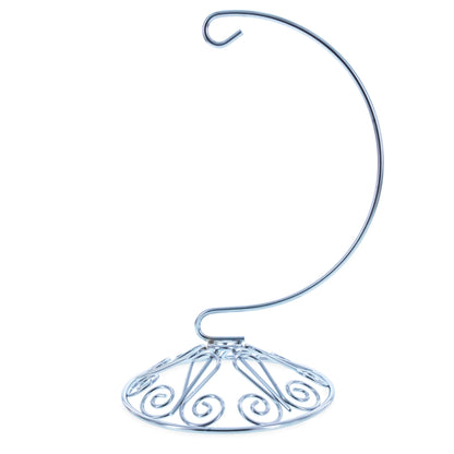 Curved Silver Wire Swirl Base Ornament Stand Display 7 Inches (Taiwan)