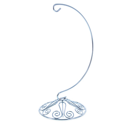 Curved Silver Wire Swirl Base Ornament Stand Display 8.75 Inches (Taiwan)