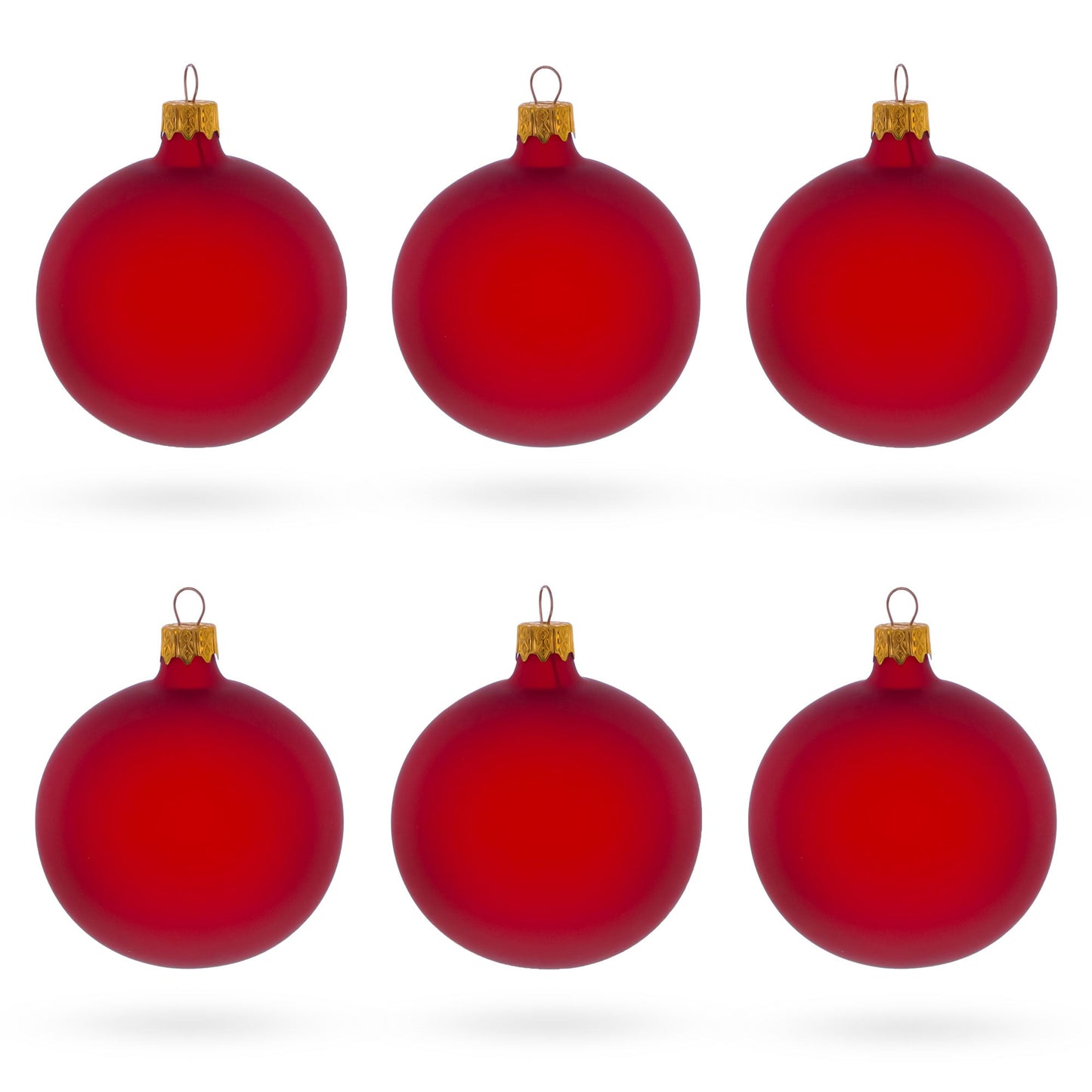 Set of 6 Translucent Red Glass Ball Christmas Ornaments 3.25 Inches