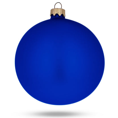 Set Of 4 Matte Blue Glass Ball Christmas Ornaments 4 Inches