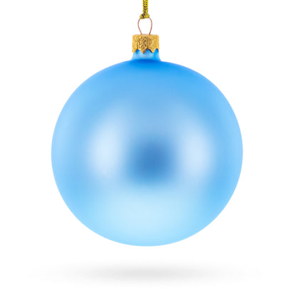 Set Of 4 Light Matte Blue Glass Ball Christmas Ornaments 4 Inches