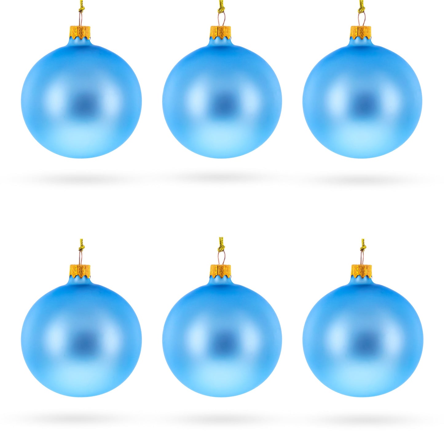 Set of 6 Matte Light Blue Glass Ball Christmas Ornaments 3.25 Inches