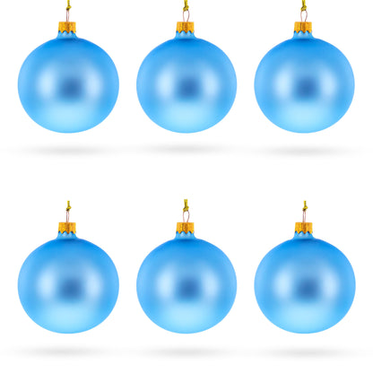 Set of 6 Matte Light Blue Glass Ball Christmas Ornaments 3.25 Inches