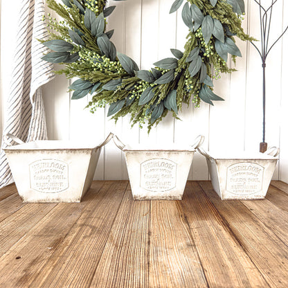 Vintage Inspired Heirloom Garden Supply Metal Planters, Set of Three  NOT AVAILABLE AT MINDEN LOCATION