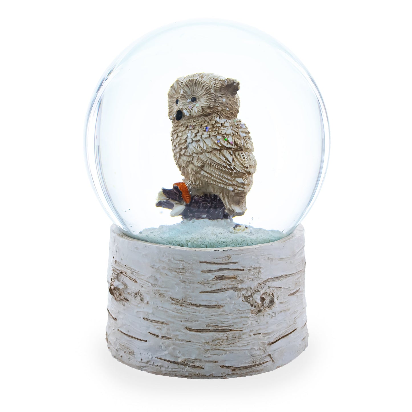 Owl Perched on Tree Branch Musical Water Snow Globe