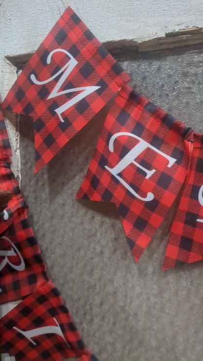 Merry Christmas Plaid Banner