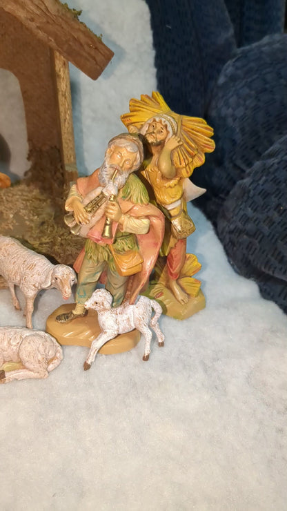 Vintage Fontanini 5" centennial collection nativity made in Italy Jesus Mary Joseph, wise men, camel, goat, sheep, Angel, John, Josiah, Naamah, stable fn79