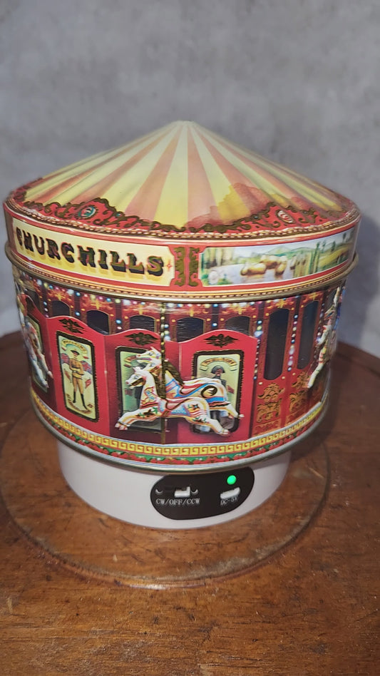 Vintage Churchill's of London Carousel Circus Animals Tin England tin445