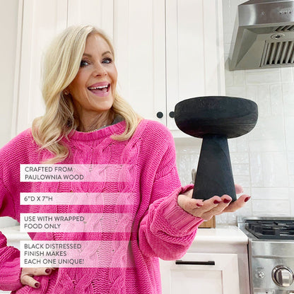 Modern Black Elevated Paulownia Wood Bowl Riser  NOT AVAILABLE AT MINDEN LOCATION