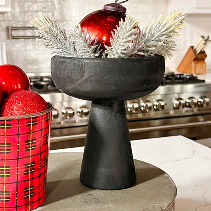 Modern Black Elevated Paulownia Wood Bowl Riser  NOT AVAILABLE AT MINDEN LOCATION