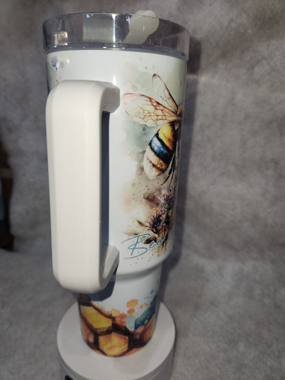 40 Oz Insulated Stainless Steel Tumbler watercolor bee happy, bee kind, bee sweet tb3