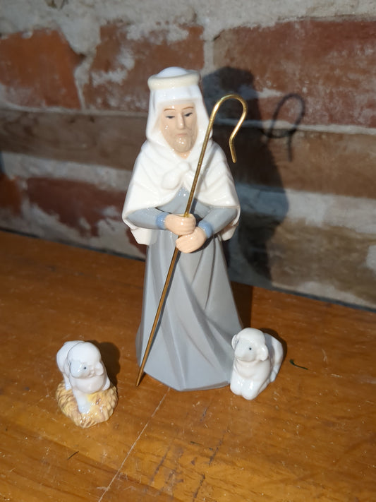 Vintage replacement piece for The Hallmark ceramic 11 piece nativity set. SHEPARD AND A SHEEP ONLY!