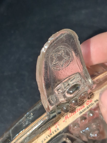 Vintage 1940s Jeanette Glass WWII  US Army Bomber glass candy container with original label Figural glass airplane candy gl123