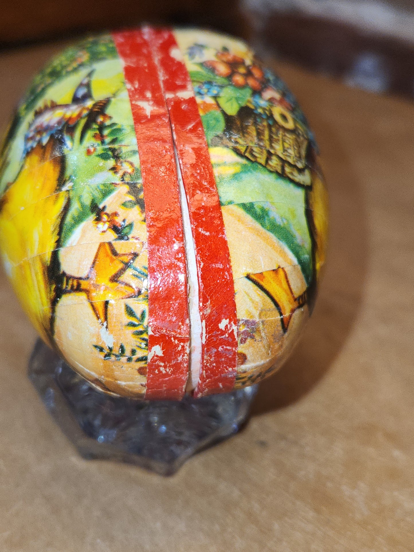 Vintage Easter Egg Candy Box Cardboard or Paper Mache Duck Flowers eg1