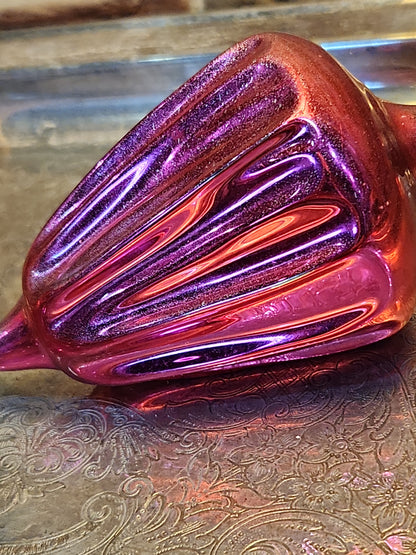 Vintage Shiny Brite Parachute Glass Ornament Hot Pink Made in USofA AS IS O1