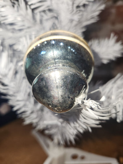 Vintage Premier Glass Christmas Ornament Lantern Silver Gold White vo8