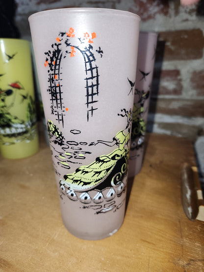 Vintage Libbey Southern Belle Pastel Frosted highball glasses. Set of 6.